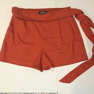 Express High Waist Women Shorts - rust Orange